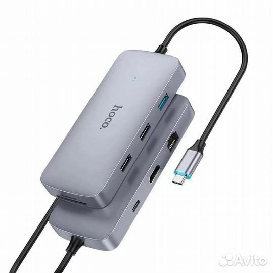 Разветвитель Type-C HUB Хаб hoco HB32 PD100W серый