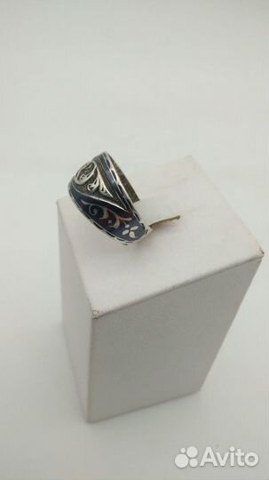 Кольцо серебро 875 проба, Кубачи, чернение, СССР