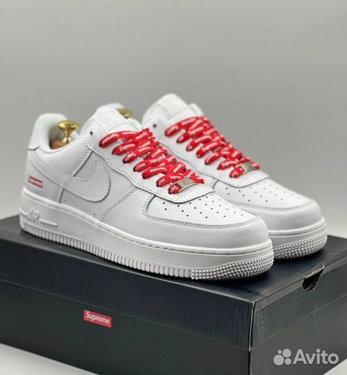 Кроссовки Nike Air Force 1 low supreme белые