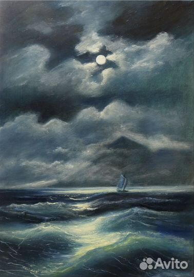 Картина маслом пейзаж морской ночь Айвазовский