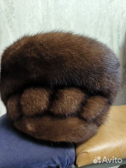 Шапка зимняя женская норковая коричневая