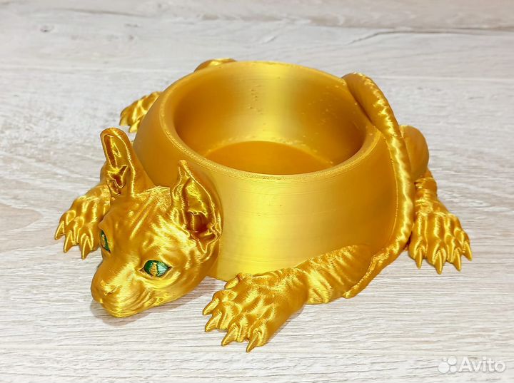 Миска для кошек Сфинкс 3D (золотой)