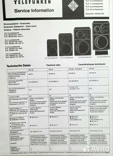 Колонки Telefunken TLX 22/8 Professional