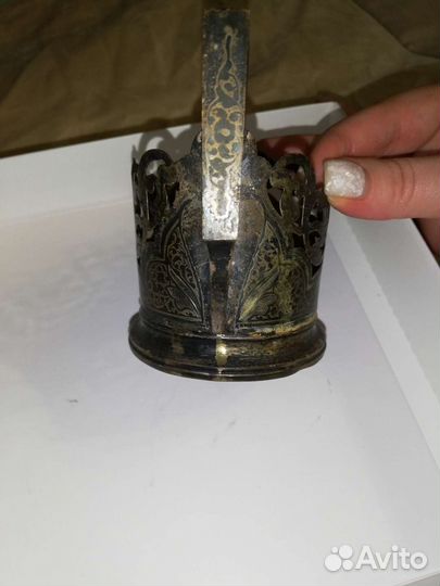 Старинный серебряный подстаканник