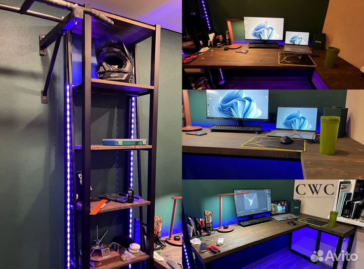 Компьютерный стол лофт из массива дерева