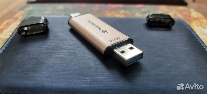 Флешка USB 3.2 Type-C Transcend 256гб Gold