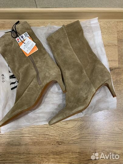 Ботильоны zara натуральная замша 35размер