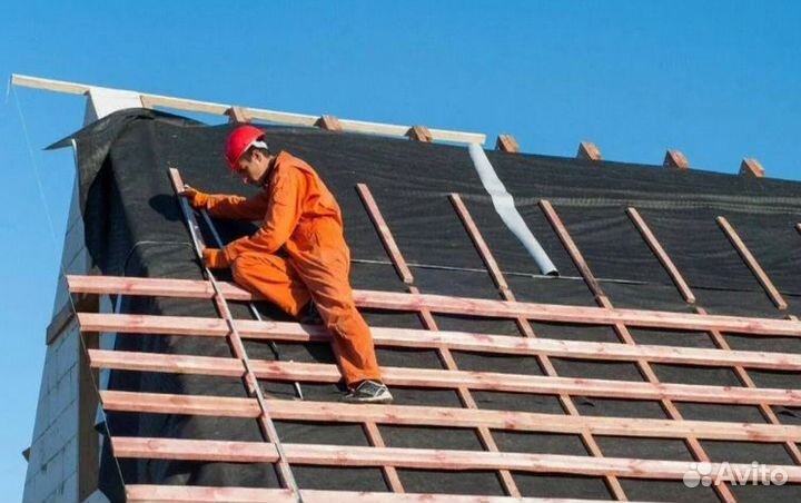 Бригада строителей, дома, кровля, фасад, фундамент