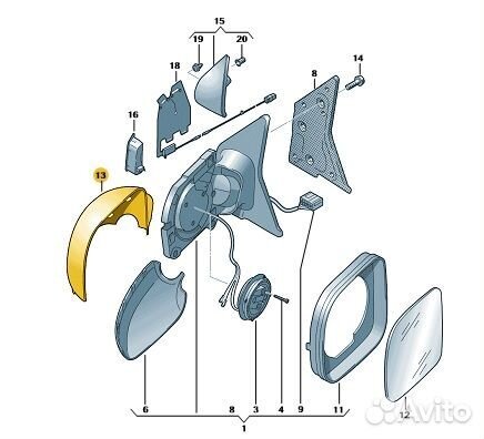 Верхняя крышка корпуса зеркала.7E1857527L GRU VW