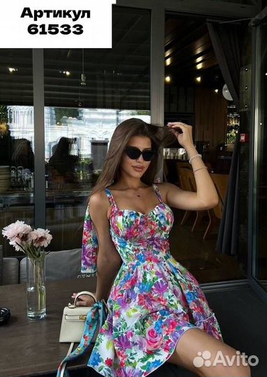 Платье мини короткое