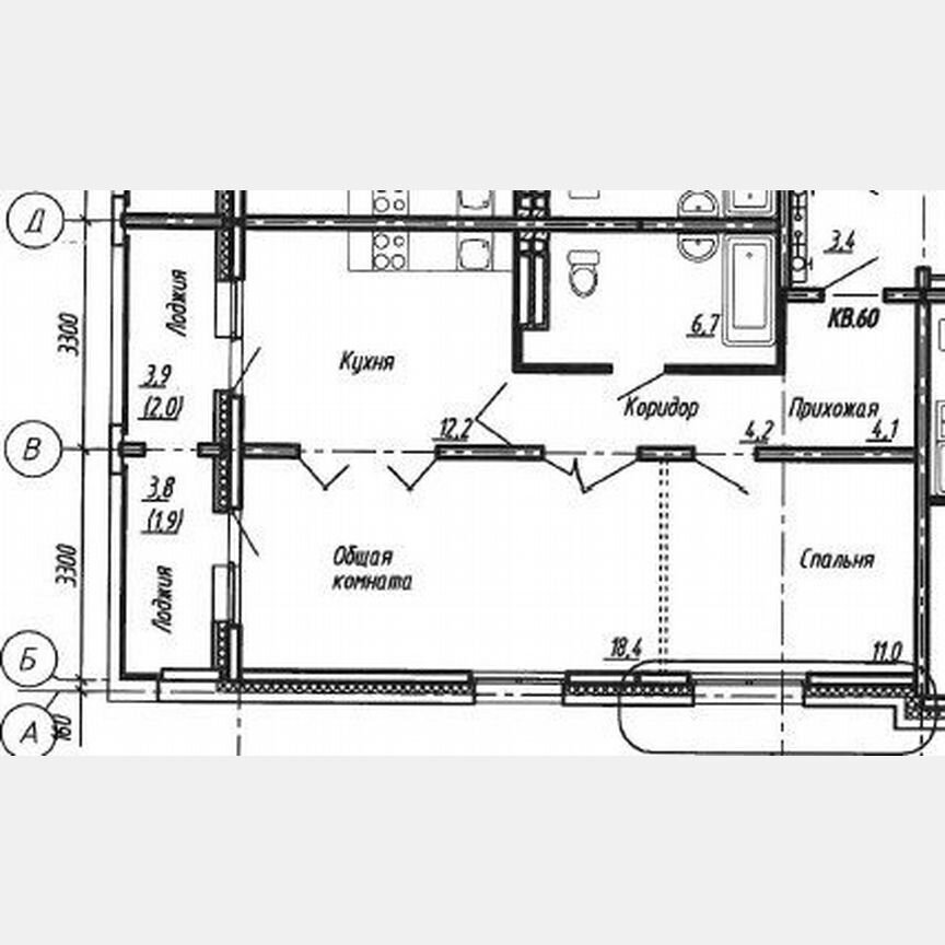 2-к. квартира, 60,7 м², 1/17 эт.