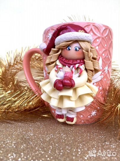 Кружечки с декором из полимерной глины