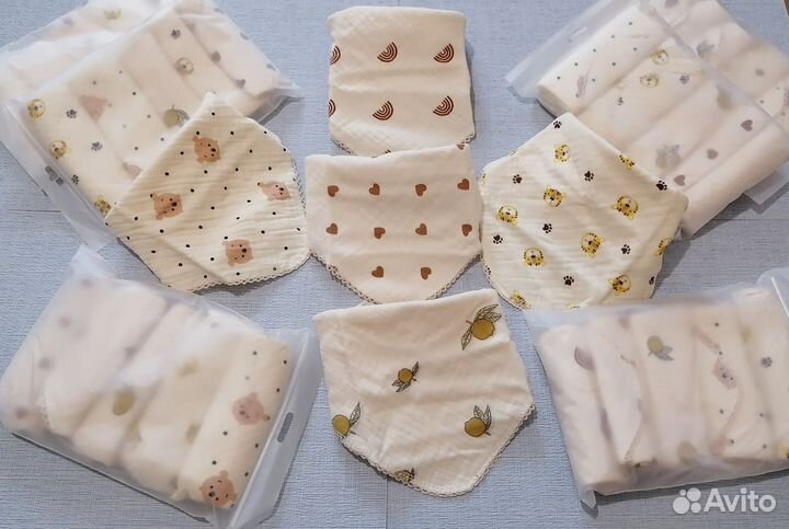 Слюнявчики нагрудники муслиновые наборы новые