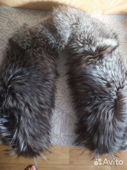 Мех чернобурка лиса, воротник, норка