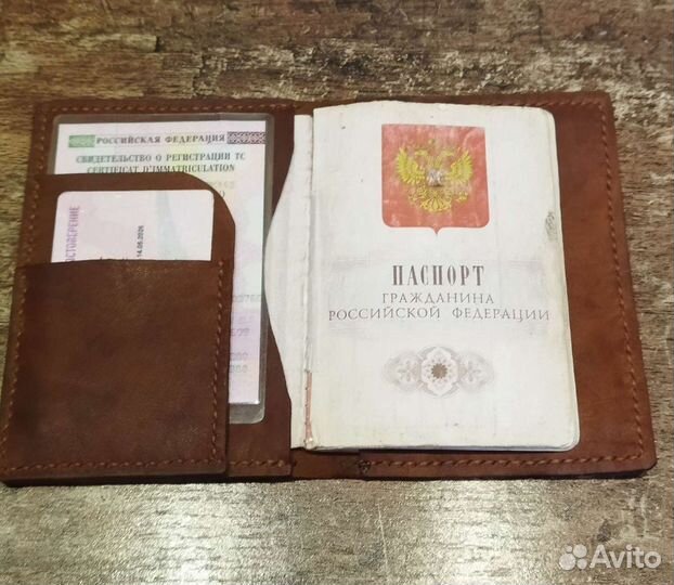 Обложка на паспорт кожаная ручная работа