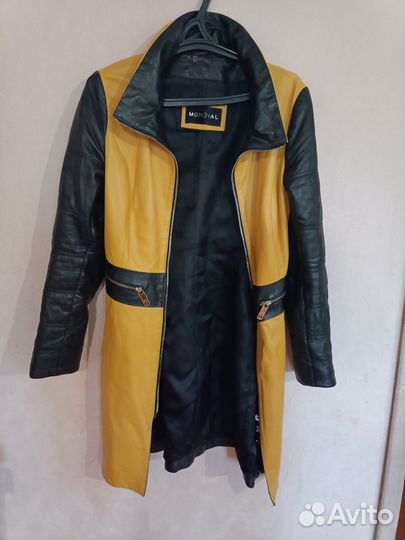Кожаный плащ тренч женский 42 44