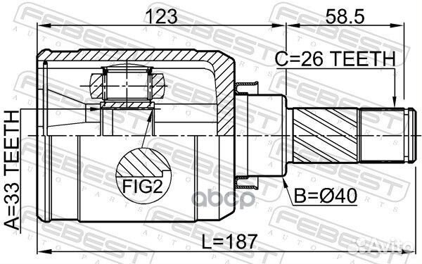 Шрус внутренний левый 33x40x26 0211-J10F6LH Febest