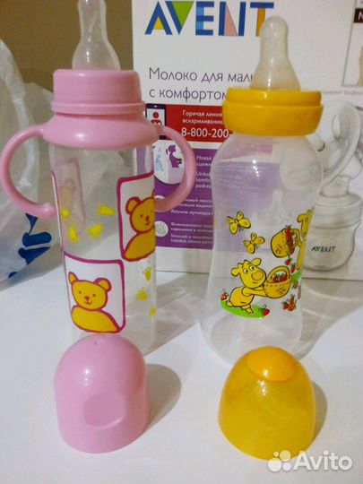 Молокоотсос ручной Philips avent + 3 бутылочки