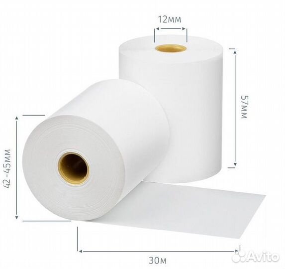 Чековая лента 57мм, намотка 30м, втулка 12мм