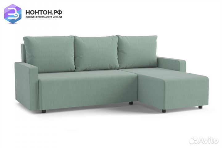 Диван угловой еврокнижка Мидгард светло-зеленый