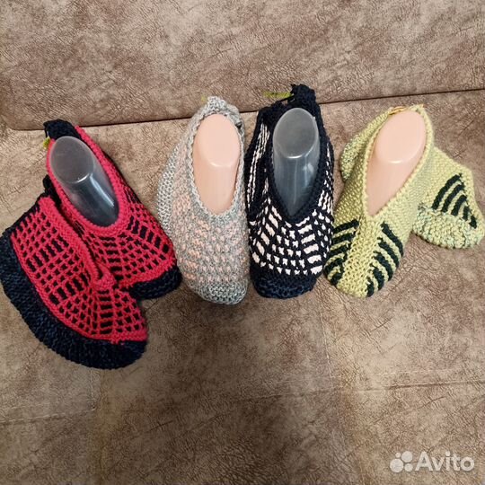 Тапочки следки вязаные ручная работа