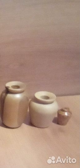 Вазочки из цельного дерева,миниатюра 3шт