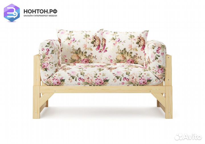Диван кушетка Амбер бежевый с цветами