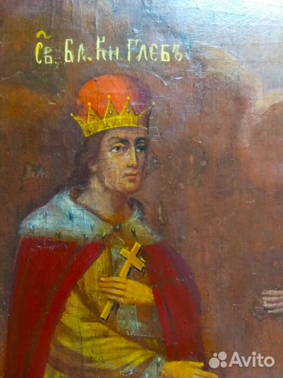 Икона старинная Борис и Глеб.19 век