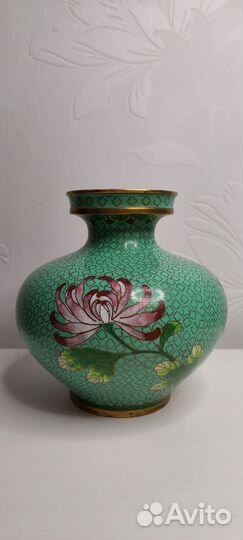 Ваза Китай клуазоне. Пионы