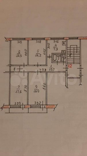 4-к. квартира, 86,4 м², 3/5 эт.