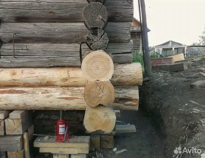 Замена венцов, подъём дома. Ремонт фундамента
