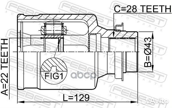 ШРУС внутренний правый 22X43X28 mazda 3 BK 03