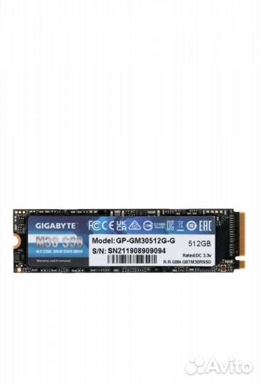 SSD накопитель gigabyte M30 M.2 2280 512 гб