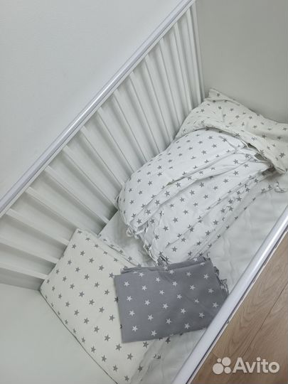 Кроватка трансформер детская с маятником, комодом