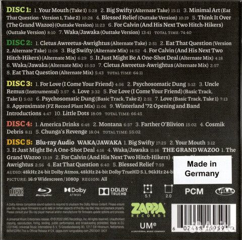 Frank Zappa / Waka / Wazoo (4CD+ Blu-ray Audio)