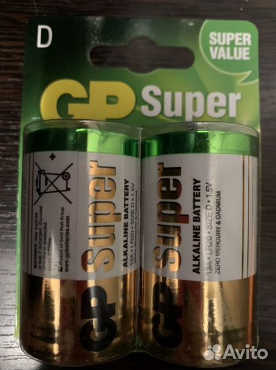Батарейка алкалиновая GP LR20 “D” Super 2 шт