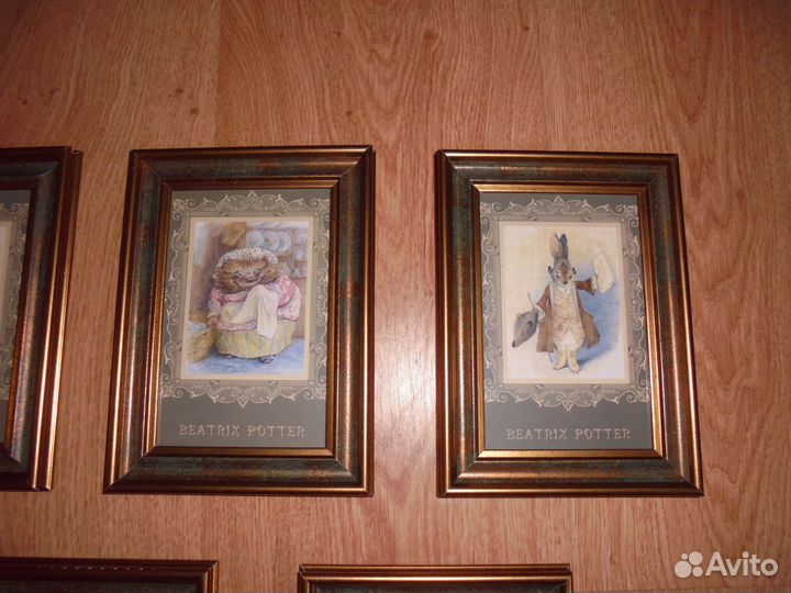 Панно 14х18 Кролик Питер Беатрис Поттер зел рама