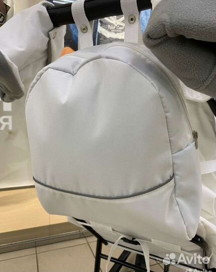 Коляска санки белые