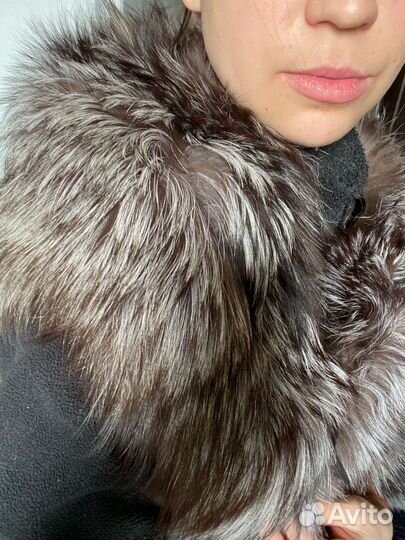Меховой воротник капюшон песец