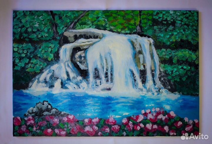 Водопад спокойствия. Картина маслом
