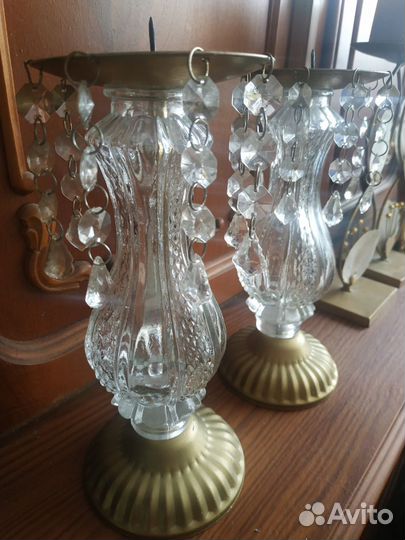 Подсвечники,стекло с подвесками,перламутр и т.д