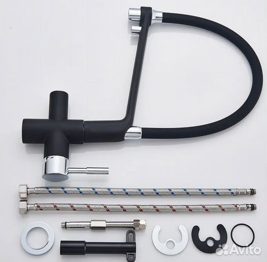 Смеситель фильтр для кухни гибкий силикон кнопка