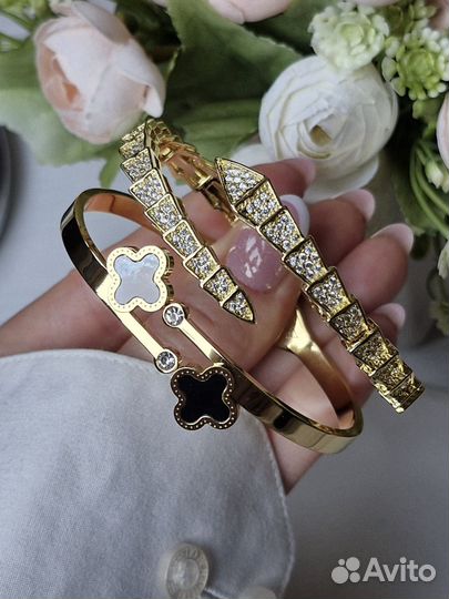 Браслет Булгари Bvlgary змейка цвет золото