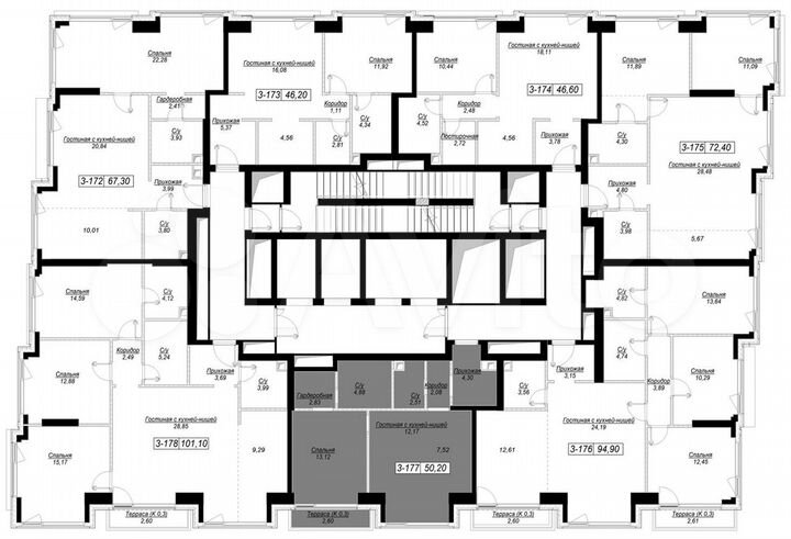 1-к. квартира, 50,2 м², 24/41 эт.