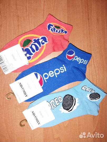 Носки женские 36-41 короткие новые pepsi, fanta