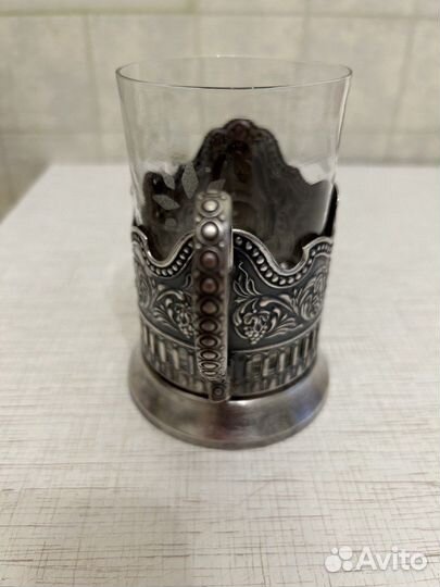 Подстаканник и стакан «миру мир». СССР