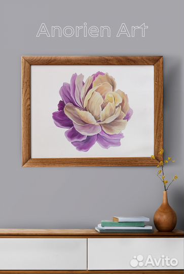 Картина акрилом на холсте 50см*60см «Цветок пион»