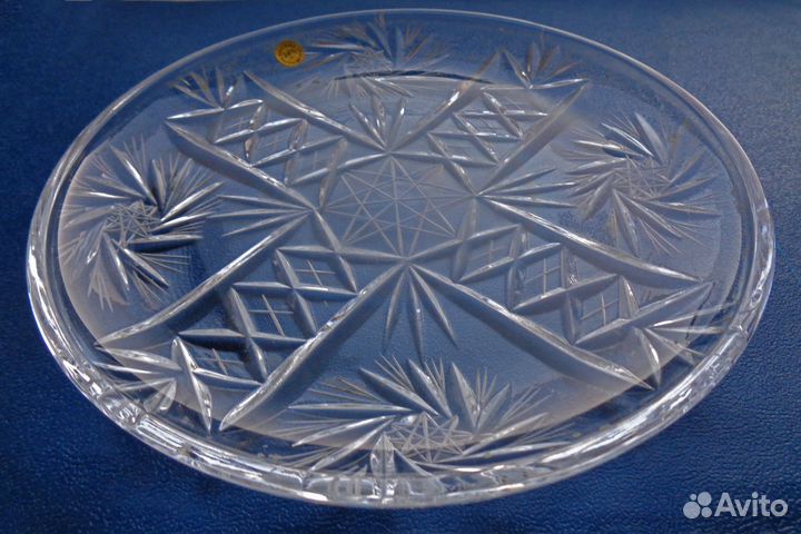 Тарелка декоративная, хрусталь, ручная работа