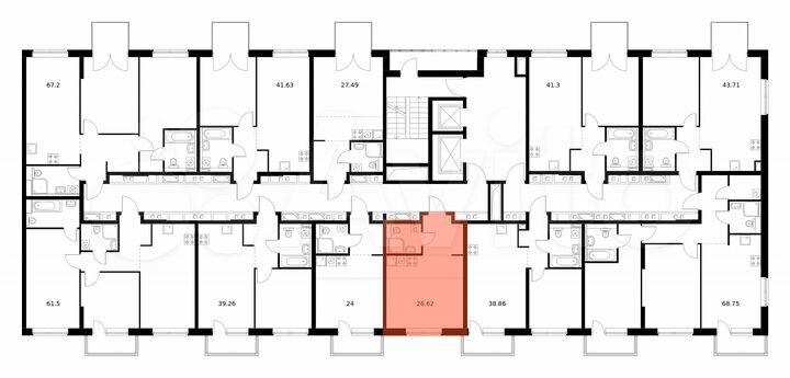 Квартира-студия, 26,6 м², 12/14 эт.