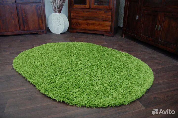Ковер мягкий пушистый салатовый овальный 2 х 3 м